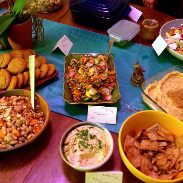 Ginger Snaps, Carrot and Sake Salad, Carrots and White Beans and Red Lentil Hummus