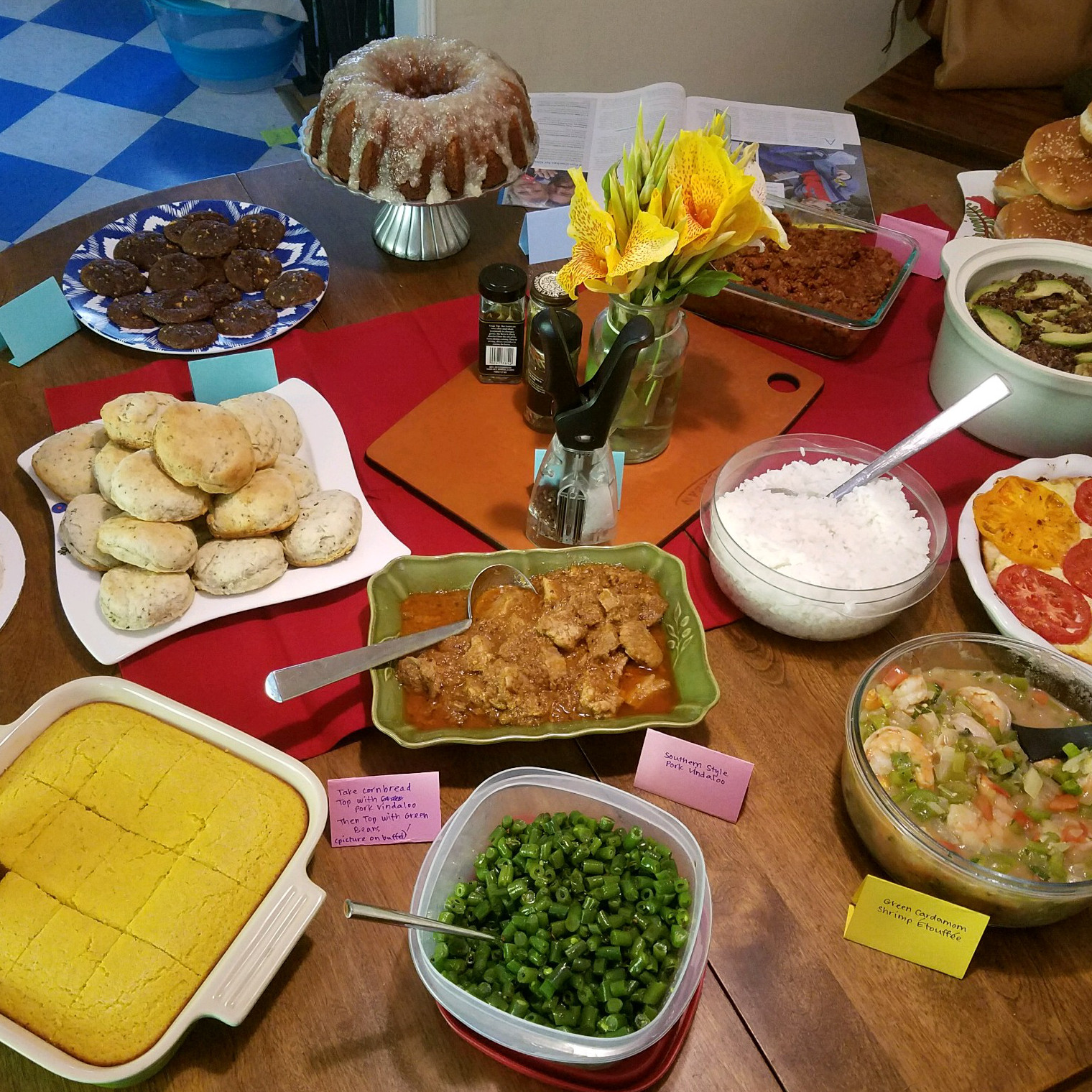 The spread from My Two Souths cookbook