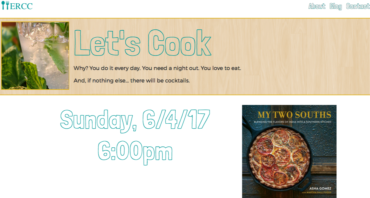 Home page for the Eagle Rock Cookbook Club