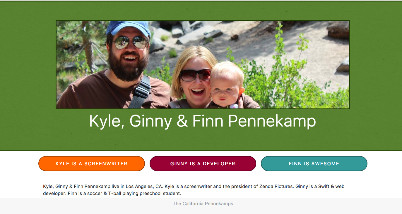 Home page of the Pennekamp family website